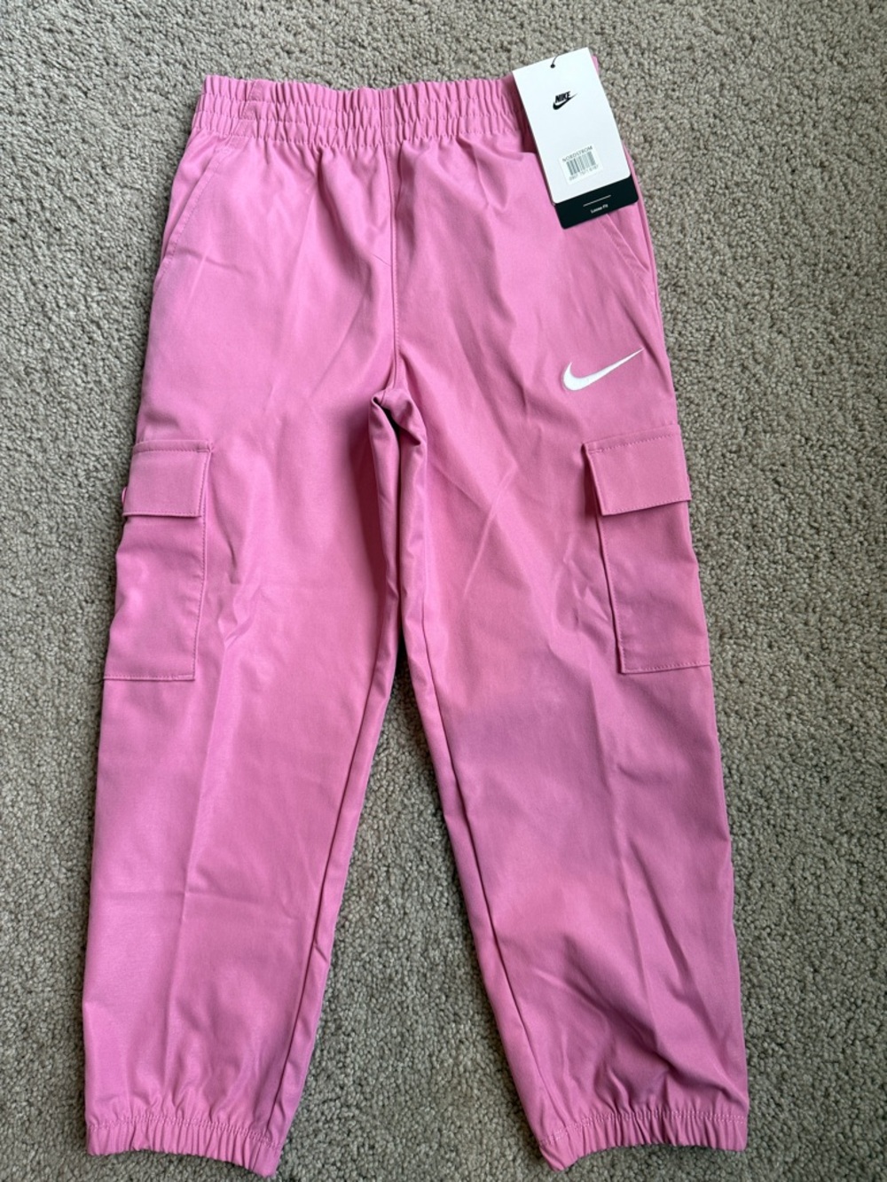 Nike Kids Pink Cargo Joggers with White Swoosh